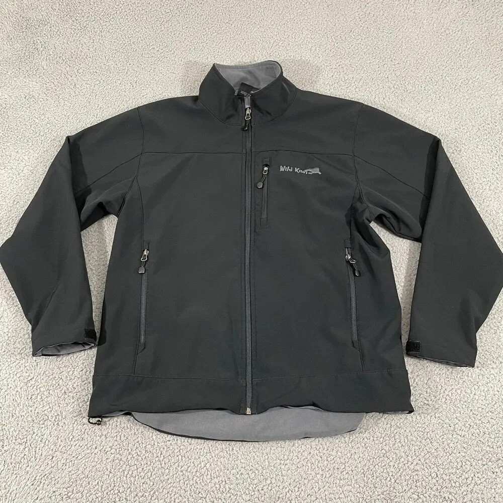 Wild Kiwi Jacket Men S Black Softshell Gorpcore Outdoor Full Zip